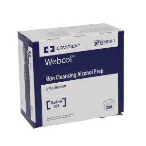 Webcol Alkoholtupfer mit Isopropanol (70 Vol.%) 3,5x3,5cm...