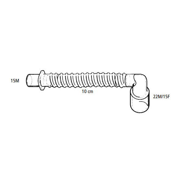 DAR PVC-Tubusverlängerung 10cm, 15M (22M/15F), rechtwinklig, 90°-Konnektor - 25 Stück