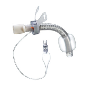 TRACOE vario Tracheostomiekanüle mit Cuff spiralverstärkt, mit verstellbarem Schild REF 450-06 - Größe 6