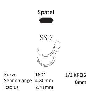 Monosof Nylon-Nahtmaterial USP 5-0, 45cm, SS-2, REF N-2761K - 12 Stück