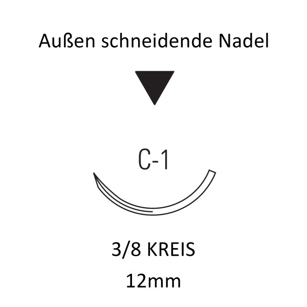 Monosof Nylon-Nahtmaterial USP 6-0, 75cm, C-1, REF SN-367 - 36 Stück