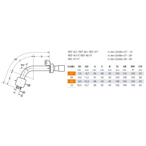 TRACOE vario XL Tracheostomiekanüle mit Cuff, extra lang, spiralverstärkt REF 451-07 - Größe 7