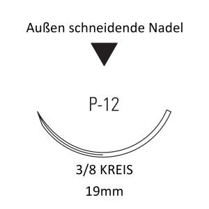 Biosyn Monofiles Nahtmaterial, USP 3-0, 75cm, P-12, REF SM-5638 - 12 Stück