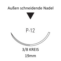 Biosyn Monofiles Nahtmaterial, USP 3-0, 75cm, P-12, REF SM-5638 - 12 Stück