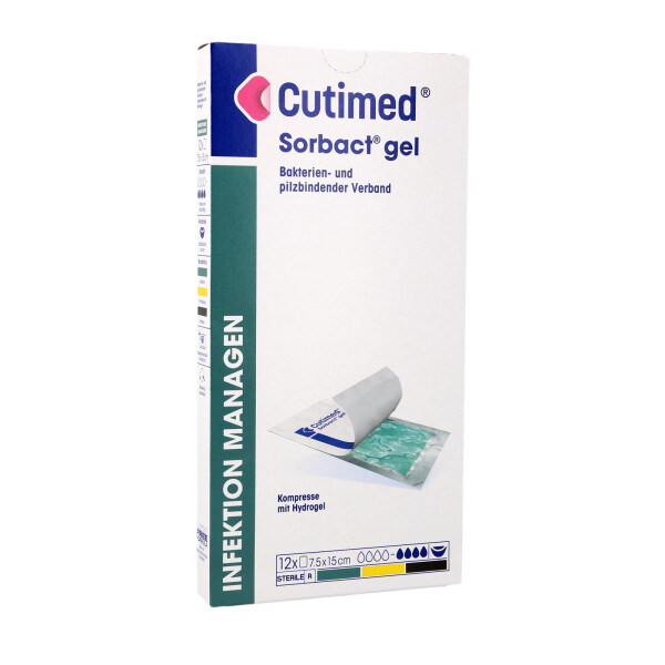 Cutimed Sorbact Gel hydrogelgetränkte Wundauflage, 12 Stück - 7,5x15cm