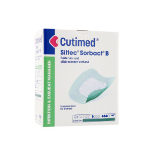 Cutimed Siltec Sorbact Schaumverband, 12 Stück - 7,5x7,5cm