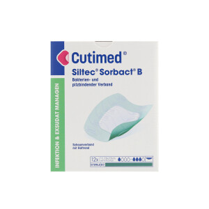 Cutimed Siltec Sorbact Schaumverband, 12 Stück - 7,5x7,5cm
