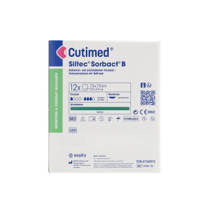 Cutimed Siltec Sorbact Schaumverband, 12 Stück - 7,5x7,5cm