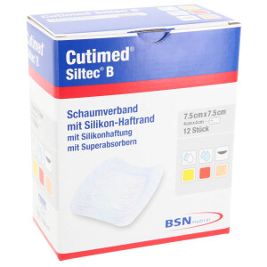 Cutimed Siltec B Schaumverband, 12 Stück - 7,5x7,5cm