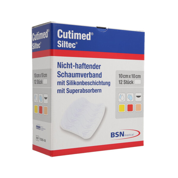 Cutimed Siltec Schaumverband, nicht haftend, 12 Stück - 10x10cm