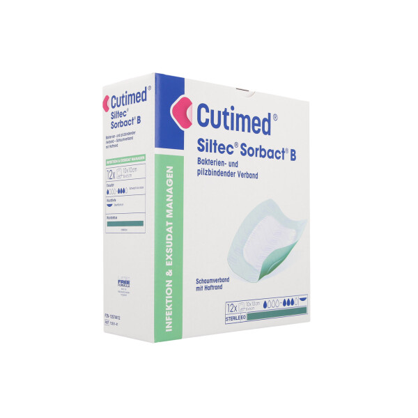 Cutimed Siltec Sorbact B Schaumverband, 12 Stück - 10x10cm