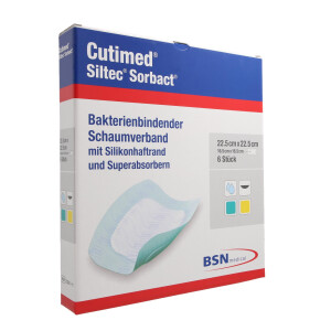Cutimed Siltec Sorbact Schaumverband, 6 Stück - 22,5x22,5cm
