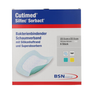 Cutimed Siltec Sorbact Schaumverband, 6 Stück - 22,5x22,5cm