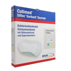 Cutimed Siltec Sorbact Schaumverband (Sacrum), 6 Stück - 23x23cm