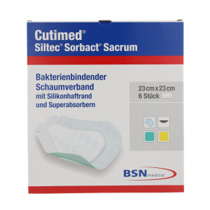 Cutimed Siltec Sorbact Schaumverband (Sacrum), 6 Stück - 23x23cm