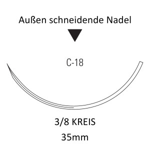 Monosof Nahtmaterial C-18 für die Haut, außen...