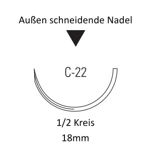 Monosof Nahtmaterial C-22, außen schneidend, 1/2...