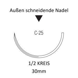 Monosof Nahtmaterial C-25, außen schneidend, 1/2...