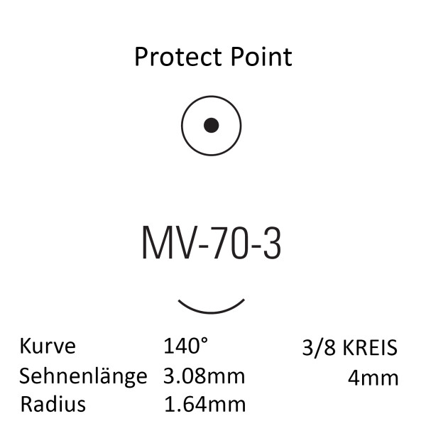 Monosof Nahtmaterial MV-70-3, Rundkörper, 3/8 Kreis, für Mikro-Chirurgie - Ab USP 10-0