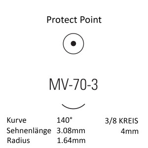 Monosof Nahtmaterial MV-70-3, Rundkörper, 3/8 Kreis,...