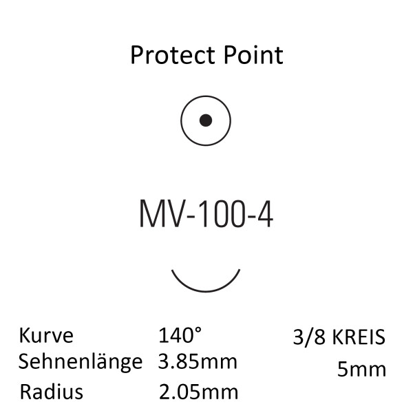 Monosof MVK-100-4, Rundkörper mit Mikrospitze, 3/8 Kreis, für Mikro-Chirurgie - Ab USP 9-0