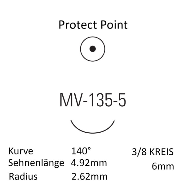 Monosof Nahtmaterial MV-135-5, Rundkörper, 3/8 Kreis, für Mikro-Chirurgie - Ab USP 8-0