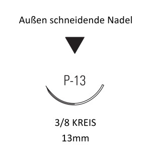 Dermalon I Monosof Nahtmaterial P-13, Premium, außen schneidend, 3/8 Kreis, für Plastische Chirurgie - Ab USP 4-0