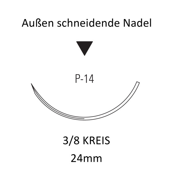 Dermalon I Monosof Nahtmaterial P-14, Premium, außen schneidend, 3/8 Kreis, für plastische Chirurgie - Ab USP 3-0