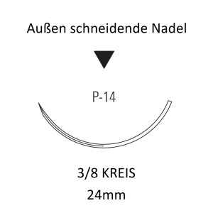 Dermalon I Monosof Nahtmaterial P-14, Premium, außen schneidend, 3/8 Kreis, für Plastische Chirurgie - Ab USP 3-0