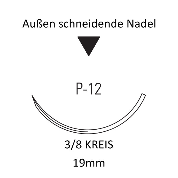 Dermalon I Monosof Nahtmaterial P-12, Premium, außen schneidend, 3/8 Kreis, für plastische Chirurgie - Ab USP 3-0