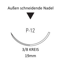Dermalon I Monosof Nahtmaterial P-12, Premium, außen schneidend, 3/8 Kreis, für plastische Chirurgie - Ab USP 3-0