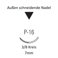 Monosof Nahtmaterial P-16, Premium, außen schneidend, 3/8 Kreis, für plastische Chirurgie -  USP 7-0