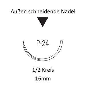 Monosof Nahtmaterial P-24, Premium, außen schneidend, 1/2 Kreis, für Plastische Chirurgie -  Ab USP 4-0