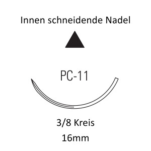 Monosof Nahtmaterial PC-11, Premium, innen schneidend, 3/8 Kreis, für Plastische Chirurgie -  Ab USP 4-0