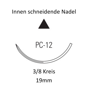 Monosof Nahtmaterial PC-12, Premium, innen schneidend, 3/8 Kreis, für Plastische Chirurgie -  Ab USP 3-0