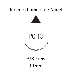Monosof Nahtmaterial PC-13, Premium, innen schneidend, 3/8 Kreis, für Plastische Chirurgie -  Ab USP 4-0