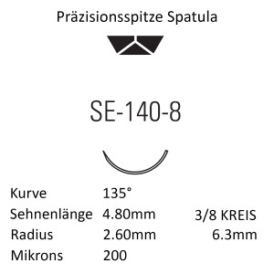 Monosof Nahtmaterial SE-140-8, Premium-Spatula, 3/8...