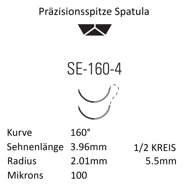 Monosof Nahtmaterial SE-160-4, Premium-Spatula, 1/2 Kreis, für Ophthalmologie- Ab USP 10-0