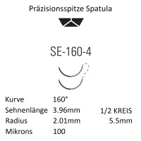 Monosof Nahtmaterial SE-160-4, Premium-Spatula, 1/2 Kreis, für Ophthalmologie- Ab USP 10-0