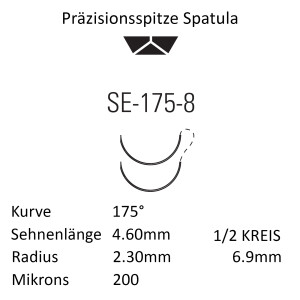 Monosof Nahtmaterial SE-175-8, Premium-Spatula, 1/2...