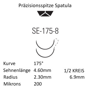 Monosof Nahtmaterial SE-175-8, Premium-Spatula, 1/2...