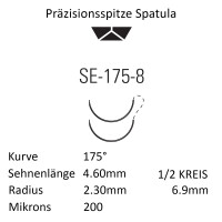 Monosof Nahtmaterial SE-175-8, Premium-Spatula, 1/2 Kreis, für Ophthalmologie - Ab USP 8-0