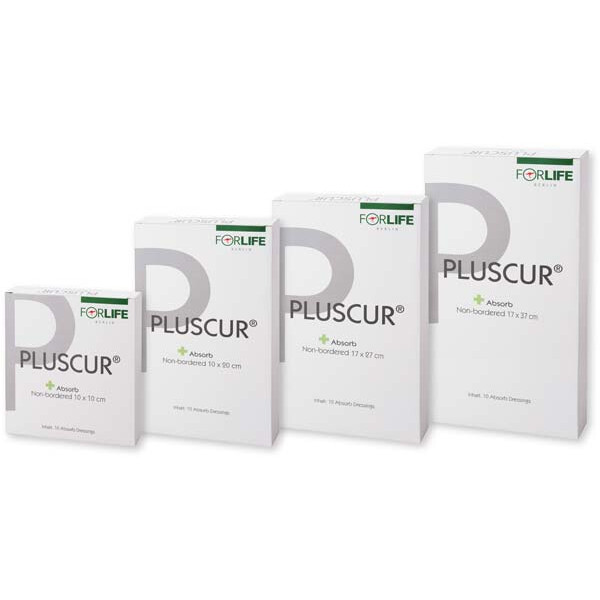 PLUSCUR Absorb non-bordered Wundauflage, 10 Stück - Verschiedene Maße