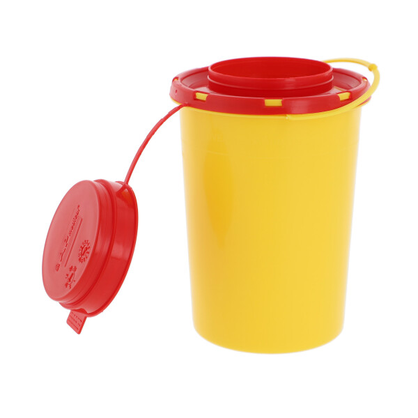 Kanülen-Entsorgungsbox, gelb mit rotem Deckel - 0,6 Liter