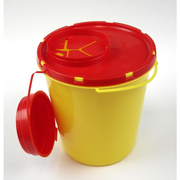 Kanülen-Entsorgungsbox, gelb mit rotem Deckel - 1,5 Liter