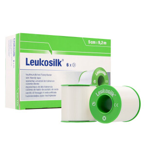 Leukosilk Fixierpflaster weiß, 6 Stück - 5cm x 9,2m