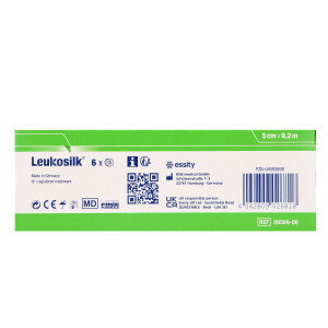 Leukosilk Fixierpflaster weiß, 6 Stück - 5cm x 9,2m