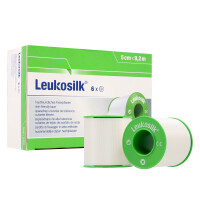 Leukosilk Fixierpflaster weiß, 6 Stück - 5cm x 9,2m