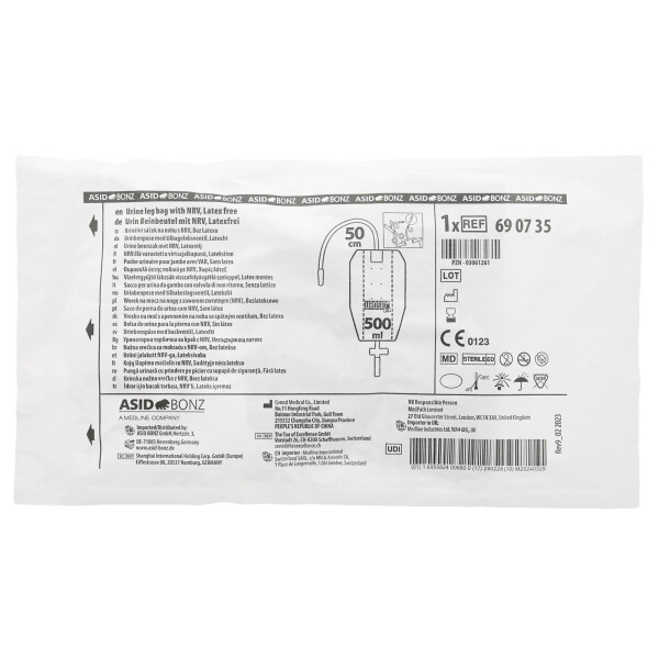 UROSID 3 K Beinbeutel, kürzbar, steril, 500ml - 50cm