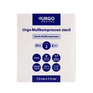 Urgo Mullkompressen, steril, 25x2 Stück - 7,5x7,5cm